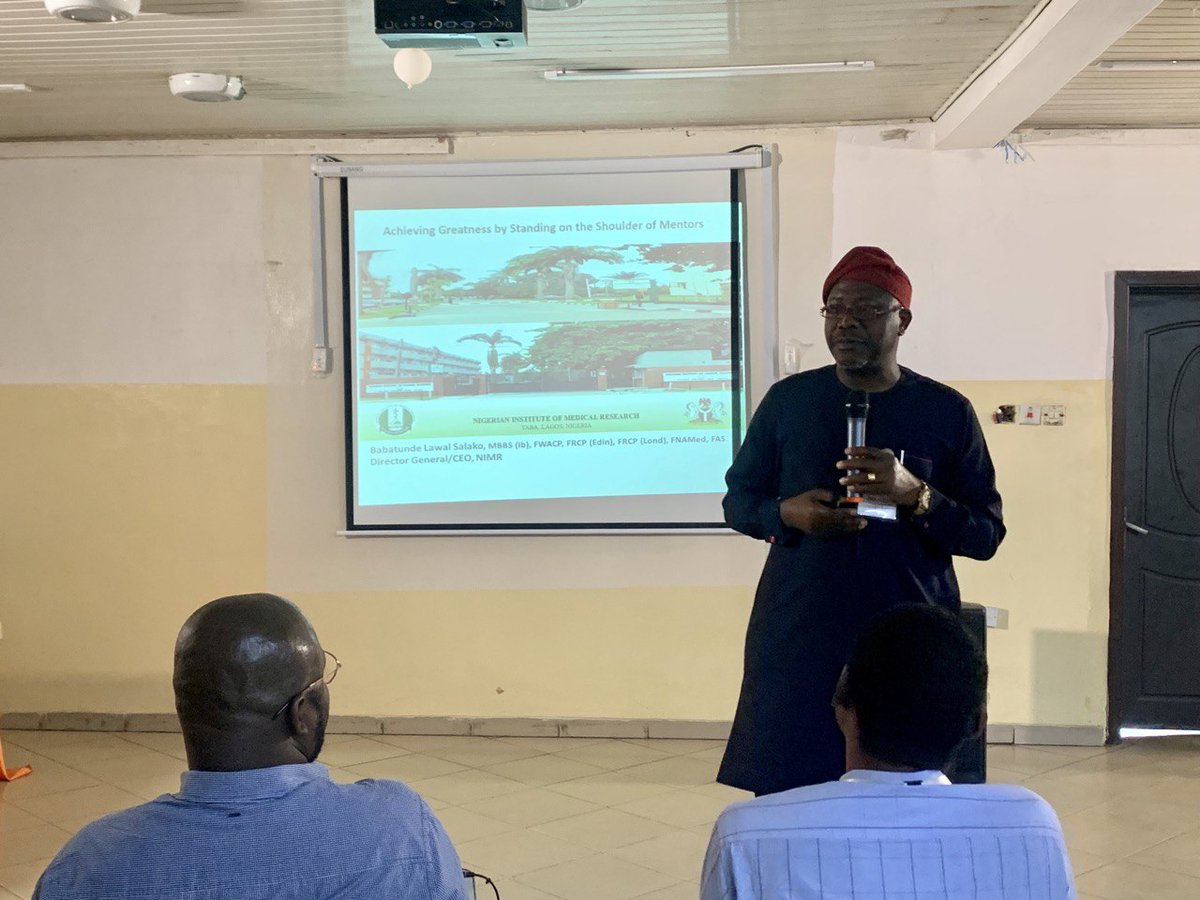 Prof Babatunde Salako @LawalSalako, DG/CEO, NIMR, sharing invaluable lessons on how to achieve greatness by standing on the shoulders of mentors.

#nimrfoundation #gmtp2023