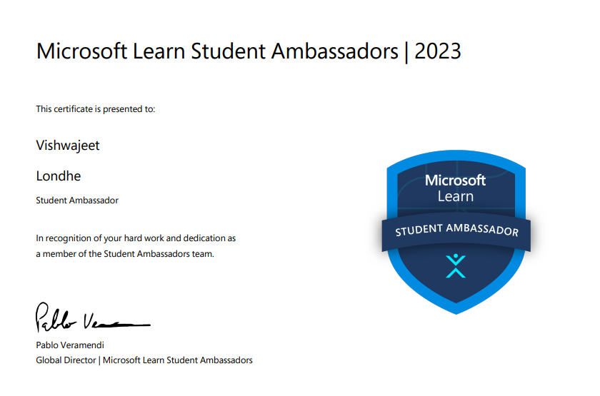 Vishwajeet_0104's tweet photo. 🚀 Excited to announce that I'm now a Microsoft Learn Student Ambassador! 🎉 Ready to empower, inspire, and connect with fellow tech enthusiasts. Let's explore the world of technology together! 💡💻🌐 #MSLearns #StudentAmbassador #TechCommunity https://t.co/tUF93gAbdo