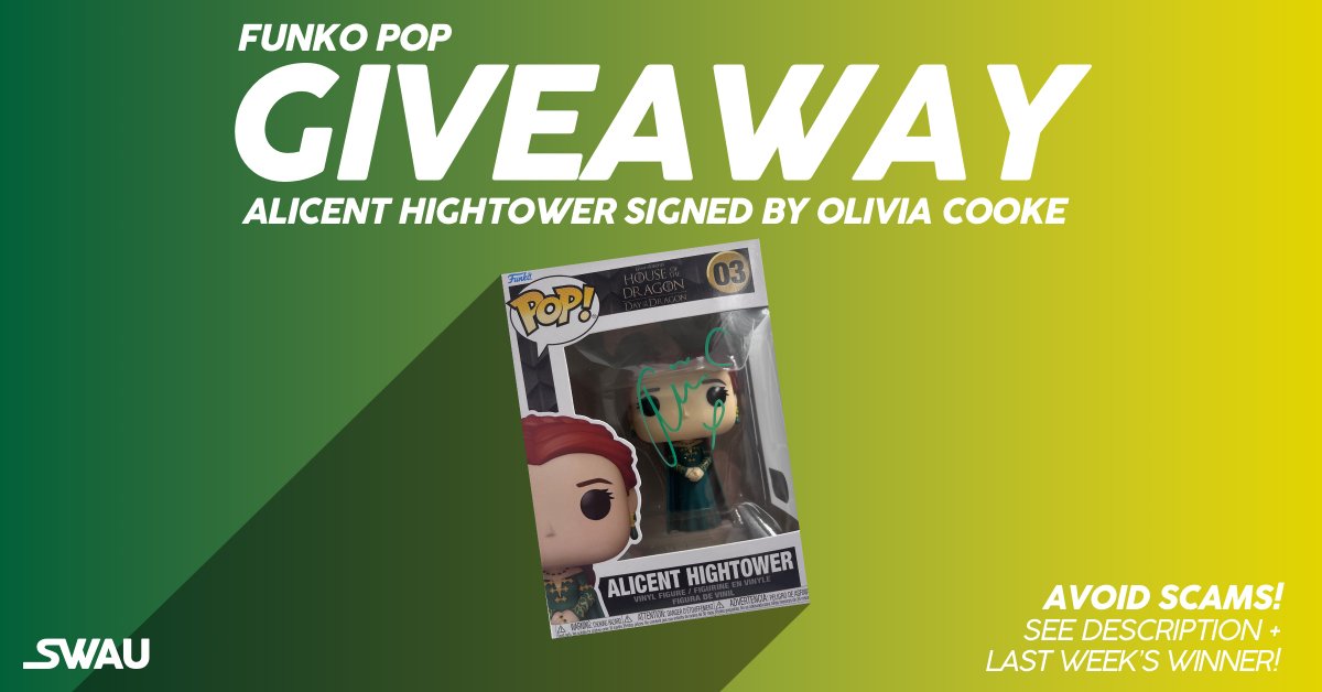 swau_official's tweet photo. Now is your chance to win an Alicent Hightower Funko signed by Olivia Cooke! 🙌

- Follow @swau_official
- Like &amp; RT
- Tag one friend PER COMMENT for extra entries

Congrats to @IrishWolf62 for winning our Barley Lightfoot Funko signed by Chris Pratt! Good luck, everyone! 😌 https://t.co/peEOLtCEE0
