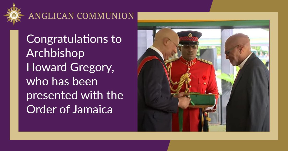 AnglicanWorld's tweet photo. Congratulations to Archbishop Howard Gregory, who was presented with the Order of Jamaica on 16 October by Jamaica’s Governor General, Sir Patrick Allen, at King’s House, the Governor General’s official residence.
#Anglicans #AnglicanWorld https://t.co/arOlVqcKRb
