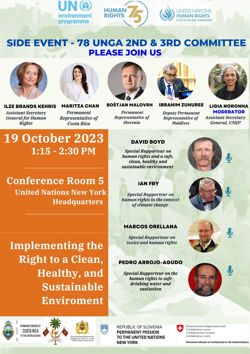 Thrilled to participate in this side event on the implementation of the right to a clean, safe and sustainable environment. Join me and other experts in this vital conversation!