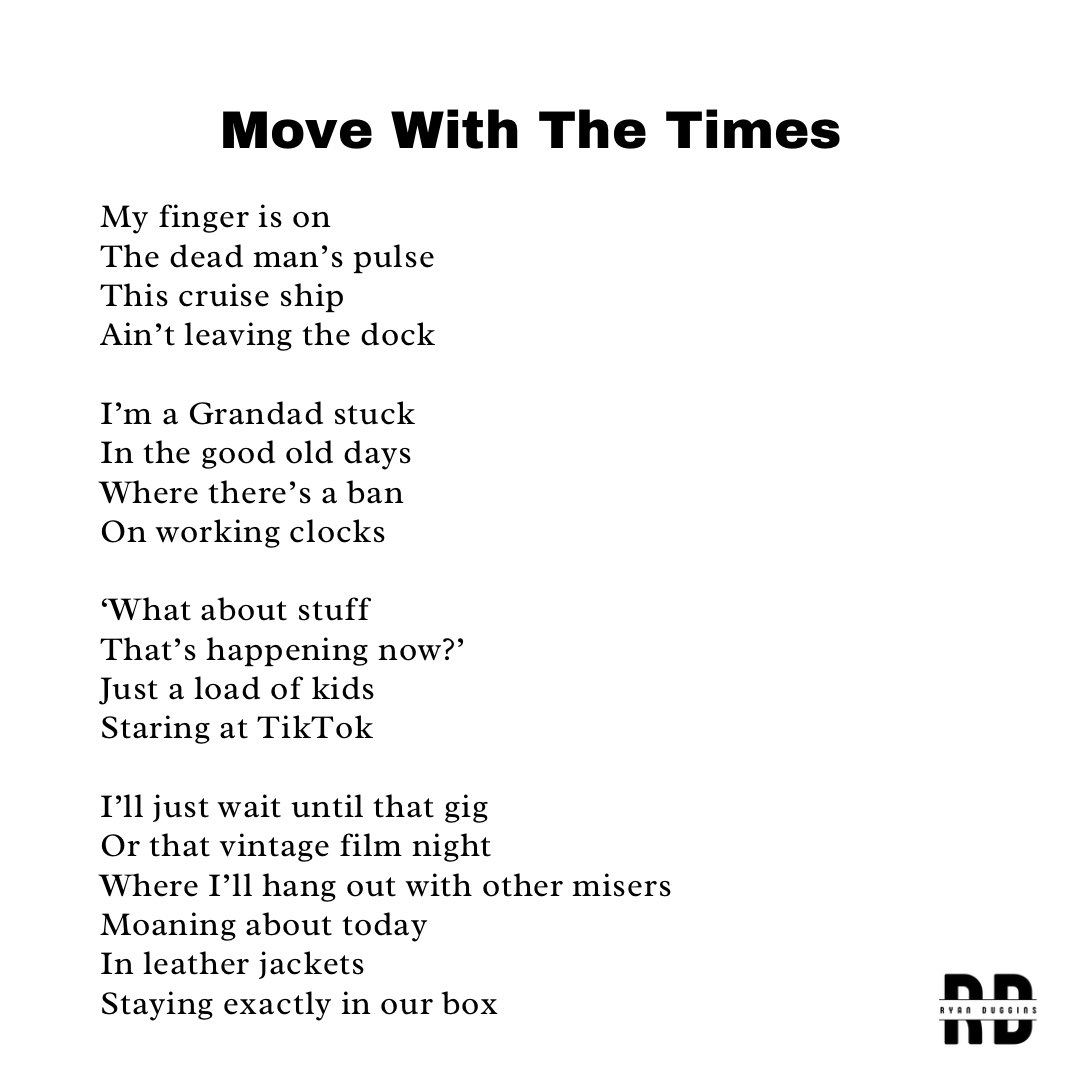 RyanDugginsPoet's tweet photo. Move With The Time - A Poem
About Being Old. Been going to a few too many throwback concerts recently. #poetry #kidstoday #throwback #concerts https://t.co/5IKtbvn04V