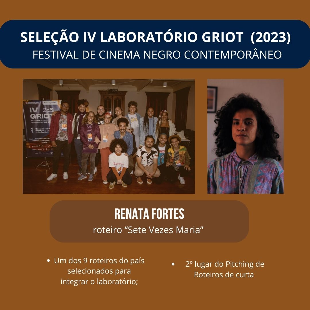 cocaisfilmes's tweet photo. Notícia boa!📣O roteiro “Sete Vezes Maria” de Renata Fortes foi um dos 9 selecionados no país para o IV Laboratório de Roteiro do Festival Griot, que aconteceu de 13 a 15/10, em Curitiba (PR). “Sete vezes Maria” levou o 2º lugar do Pitching de Roteiros de Curta Metragem. 👏🏾 https://t.co/by4YWJidaH