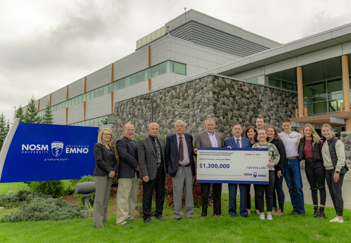 1/2 #NOSMUniversity receives $1.3-million gift from the Northeastern Ontario Health Education Advancement Foundation. Donation will be matched by the FDC Foundation, creating a $2.6-million endowment. @saritavermadd3 ow.ly/w6zt50PYHij #NOSMMD