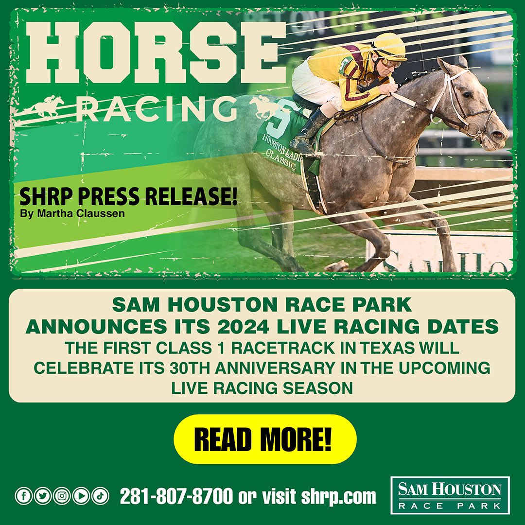 SHRP's tweet photo. Calling all SHRP fans! Go to the link below to find out more information about our upcoming racing season. 

https://t.co/5TzPPX7I8I

#pennentertainment #horseracing #racedates #pressrelease #houstonsbestbet #thoroughbred #stufftodoinhouston #simulcast https://t.co/l6CHQ2ioCb