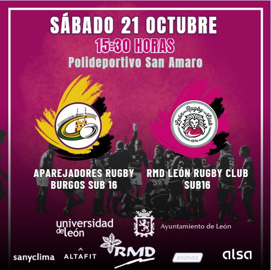 LeonRugbyClub's tweet photo. 🏉JORNADA 3 LIGA ASISA CYL🏉
VRAC FEMENINO VS.ULE TOYOTA LEON RUGBY
CLUB FEMENINO 
Sábado 21 de OCTUBRE
16:00
Campos de Pepe Rojo (Valladolid)
APAREJADORES RUGBY BURGOS SUB 18 VS. RMD LEON RUGBY CLUB SUB 18  Y SUB 16
Sábado 21 de OCTUBRE
15:30
LEON RUGBY CLUB INCLUSIVO 🏠
 #Rugby https://t.co/eBzshQLyyZ