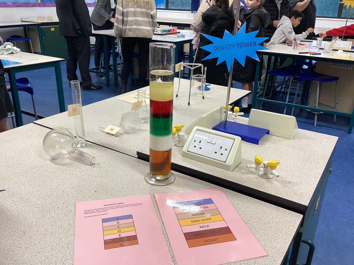 StIlltydsCHS's tweet image. Name the equipment, try and guess what’s in our density tower and try out the red cabbage indicator in our science labs this open evening. #openevening2023
