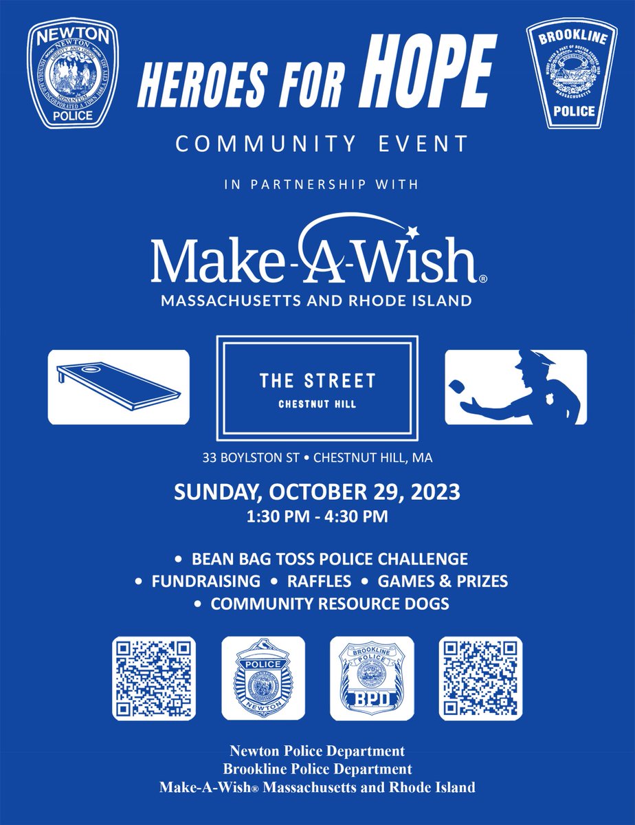 Heroes for Hope Community Event.  
Newton Police Department &amp; Brookline Police Department