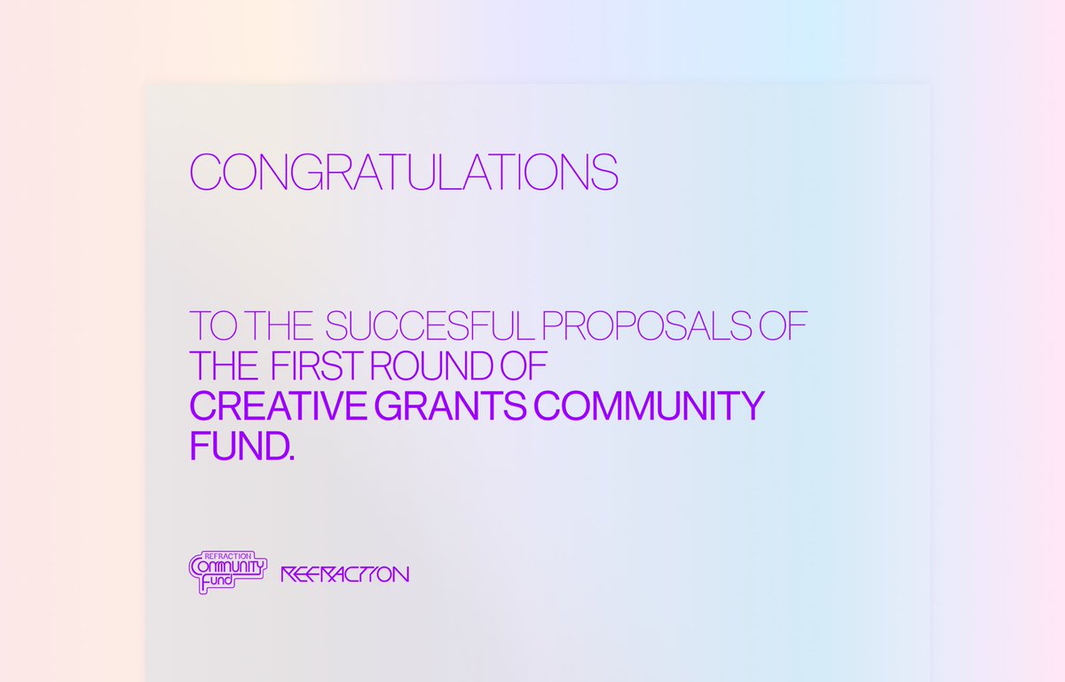 irl_energy's tweet photo. We're thrilled to announce the most successful proposals of the first round of our Creative Grants Community Fund!

Congratulations to @yaoeo, @noahpred, @SkyGoodman4, and @nathanielstern! 

It was a pleasure to read through their proposals, discuss, and participate in governance together!