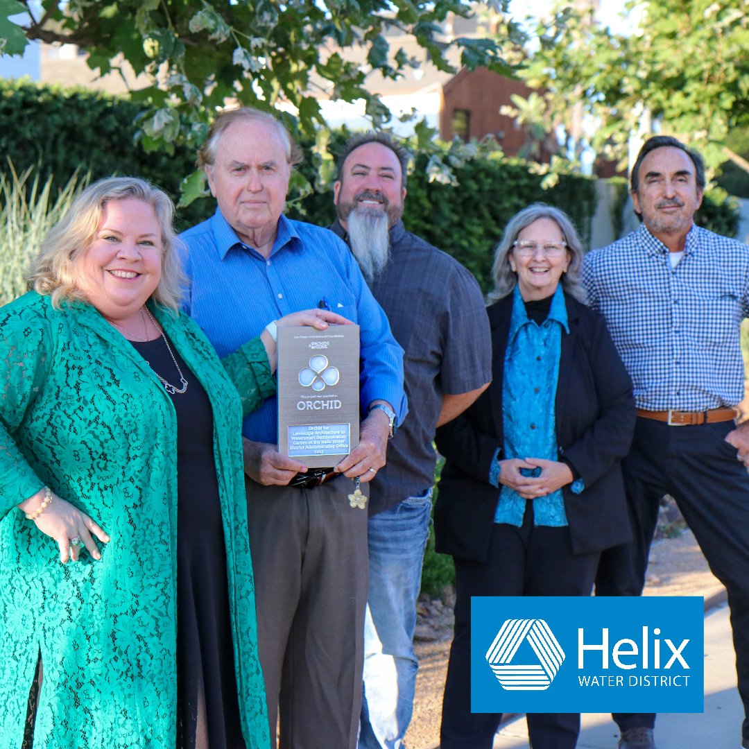 helixwater's tweet photo. Have you heard the news? Helix has been awarded an Orchid Award for Landscape Architecture for its WaterSmart demonstration garden from the @SDAFinfo! See more photos at https://t.co/qAI56g8qkR. #SDAF #OrchidsandOnions #elcajon #lamesa #lemongrove https://t.co/jfFMheeHc5