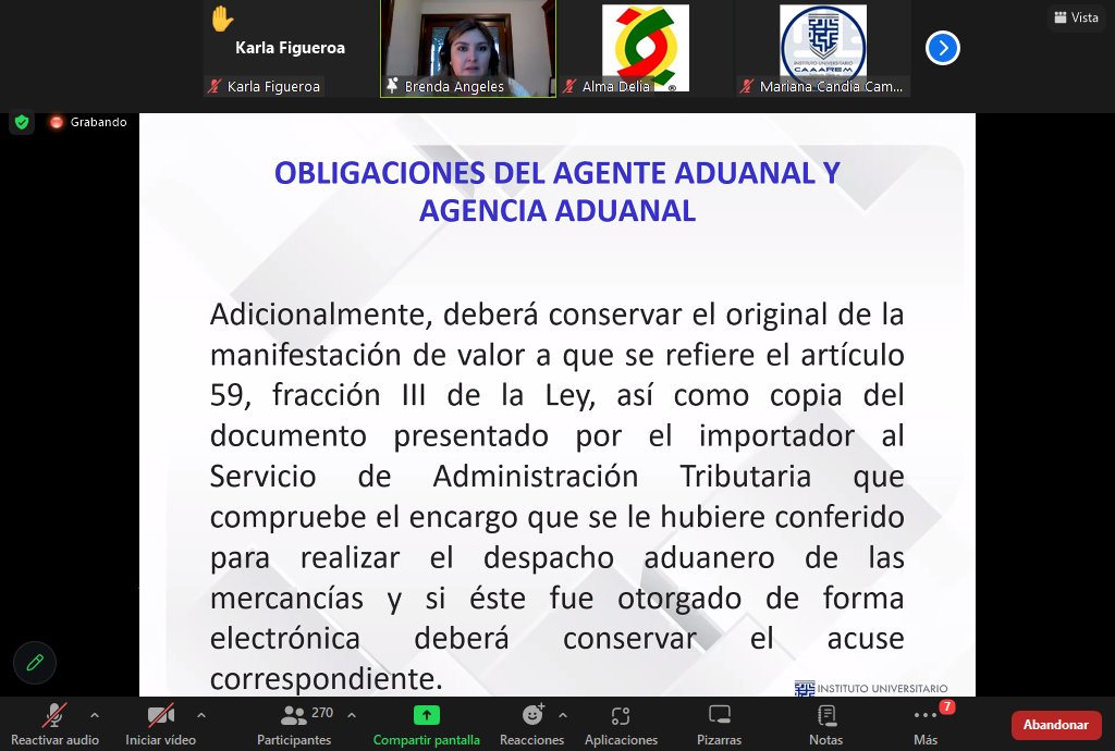 AAAReynosa's tweet photo. Se esta realizando en estos momentos el curso en línea "Expediente Electrónico de Comercio Exterior" impartido por la Lic. Brenda Angeles Romero del @iucaaarem 👩‍🏫 https://t.co/I31IDDOSuM