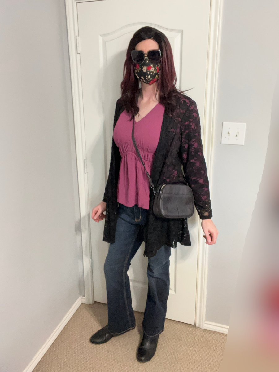 Trying out a “fall” outfit that MAYBE could be a “first time in public” outfit. Thoughts? #crossdress #crossdresser #crossdressing