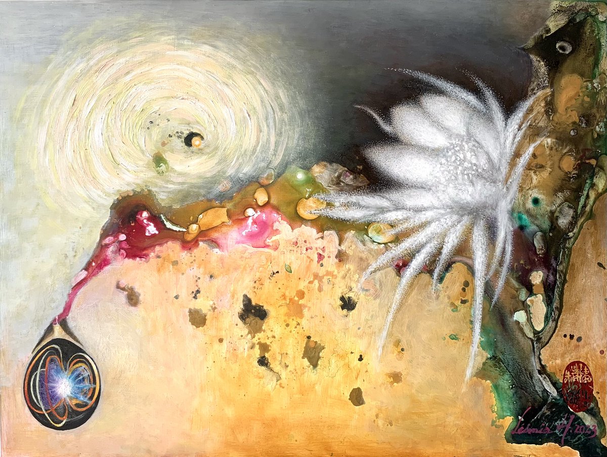 LEIMIAHOTTA's tweet photo. Another my new artwork. “Quantus flower” mixed media on hardboard 12”x16”(31cm x 41cm) check any details to https://t.co/Tfr64IRV6A #quantum #contemporaryart #ArtistOnTwitter #artgallery #nyartist #artcollectors https://t.co/Do0zbcINMZ