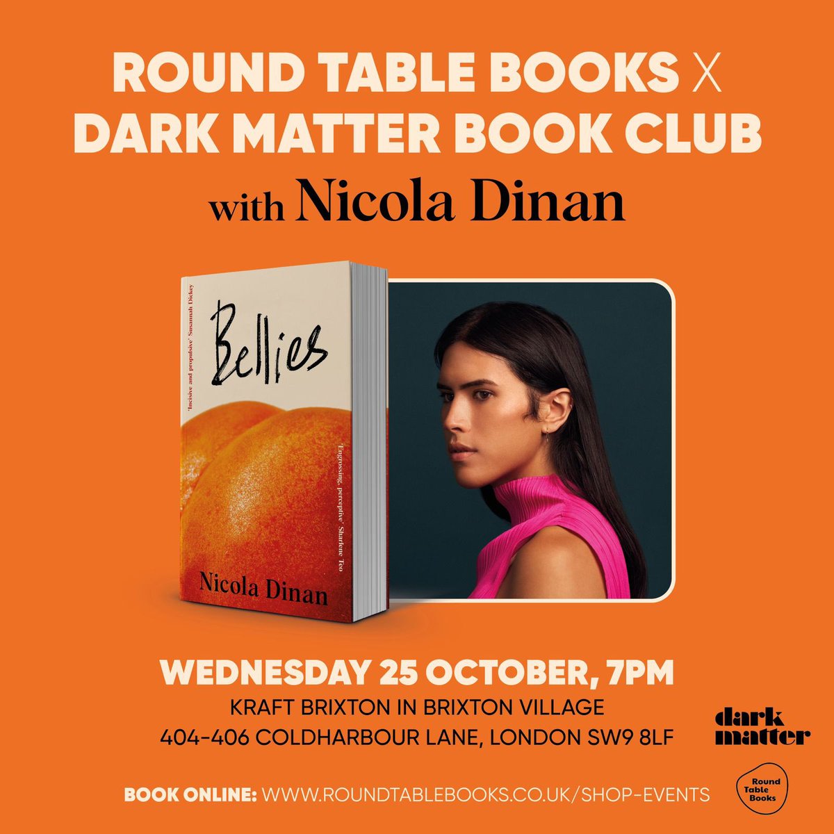 We’re super excited to welcome Nicola Dinan, author of BELLIES for our next RTB x DM book club. Come and join us, all are welcome! 📚 📌Wed 25 Oct, 7pm @Kraft in @BrixtonVillage 🎟️TICKETS: bit.ly/46wNiii