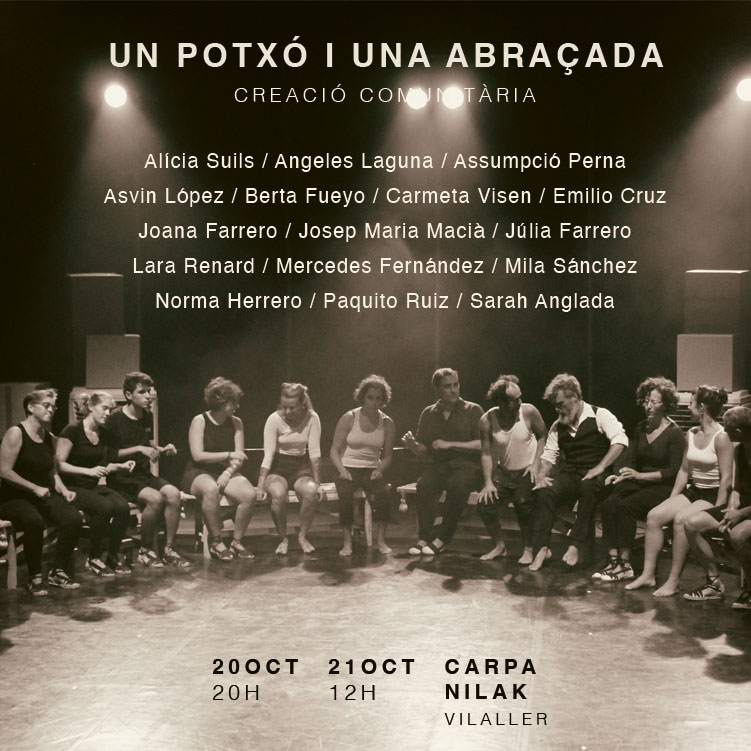 Un potxó i una abraçada és el nom de la creació comunitària d'aquesta itinerància, sota la direcció d'Asvin López i la participació de 12 veïnes. 

Demà i dissabte la carpa de nilak, la recaptació es donarà per activitats socials i culturals de #Vilaller.

<a href="/AltaRibagorca/">Turisme Alta Ribagorça</a>