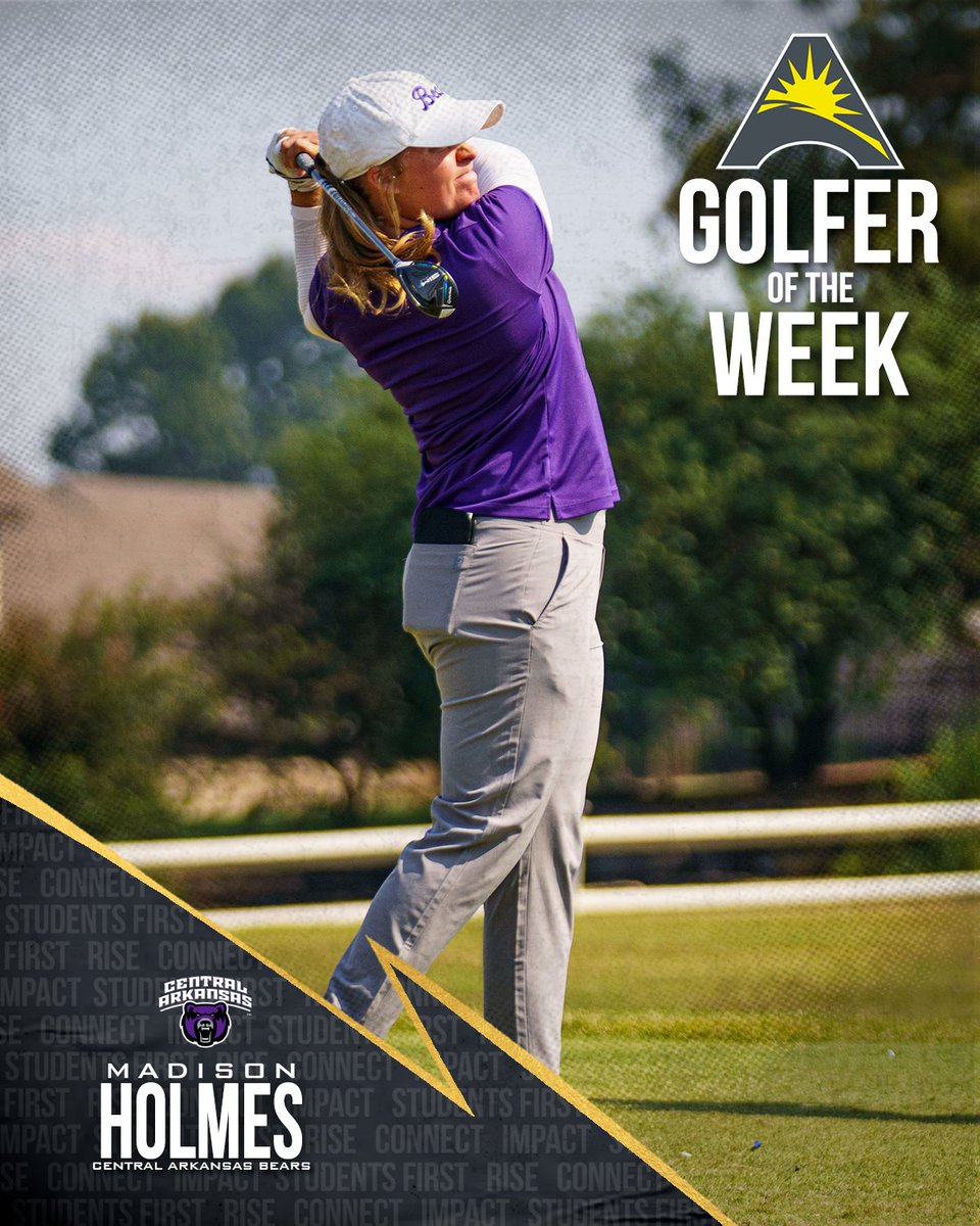 Madison Holmes captured the first-ever weekly nod for <a href="/UCAWomensGolf/">UCA Women’s Golf</a> this week after her top-six finish at the Lady Red Wolves Classic‼️⛳️🤩👏

🔗: asunsports.org/news/2023/10/1…

#ASUNWGolf | #BearClawsUp | <a href="/UCAAthletics/">Central Arkansas Athletics</a>