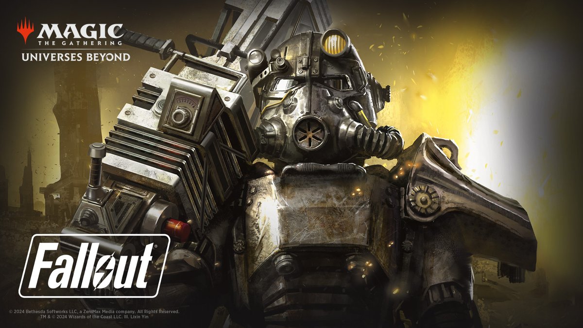 mtgjp's tweet photo. 【プレビュー】マジック英語公式番組「WeeklyMTG」にて、ユニバースビヨンド『Fallout』ファーストルックがスタート！

こちらのスレッドでは、公開情報の一部を日本語カード画像と共にフォローアップいたします！

📺英語公式Twitchチャンネル
https://t.co/hX3QxIo08g
#MTGxFallout #mtgjp https://t.co/0psb1cwZox