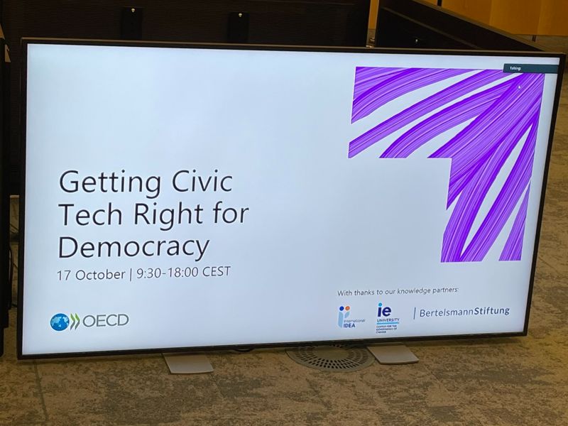 We were honored to participate in the “Getting Civic tech right for Democracy” day at the OECD in Paris yesterday. Thank you @RadxChange @OECDgov @int_IDEA @BertelsmannSt for the invitation!