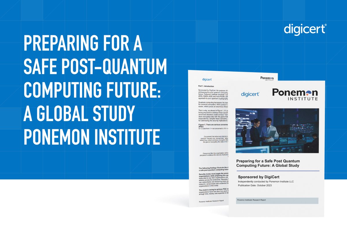 digicert's tweet photo. We’re excited to share the results of a global study exploring how organizations are addressing the #postquantumcomputing threat and preparing for a safe post-quantum computing future. #PQC
Read the full report here: https://t.co/9Jtg9UZUYQ https://t.co/WFg6cIEAoj
