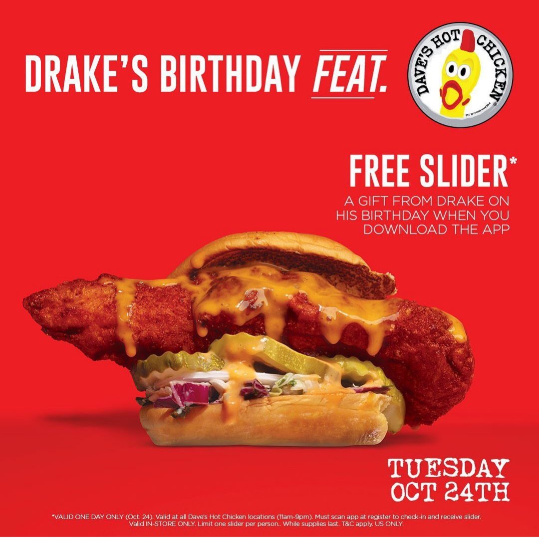 BOI_bucketlist's tweet photo. @hotchickendaves celebrating Drake's birthday in style . 10/24 https://t.co/LFGIocLWp3
