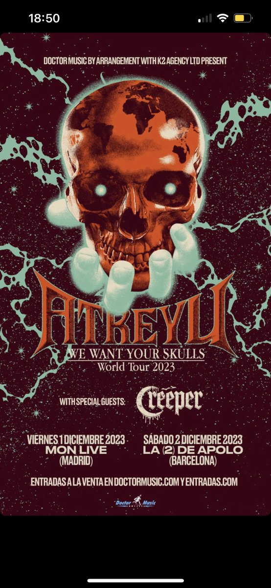 creepercultsp's tweet photo. Retomamos nuestra cuenta para avisaros que @creepercultuk nos volverán a visitar este Diciembre en Madrid y Barcelona como teloneros de @atreyuofficial gracias a @DoctorMusicTuit !!!
Iréis a algún concierto? si es así, avisadnos 🩸🩸🩸 https://t.co/c6SKuNr82w