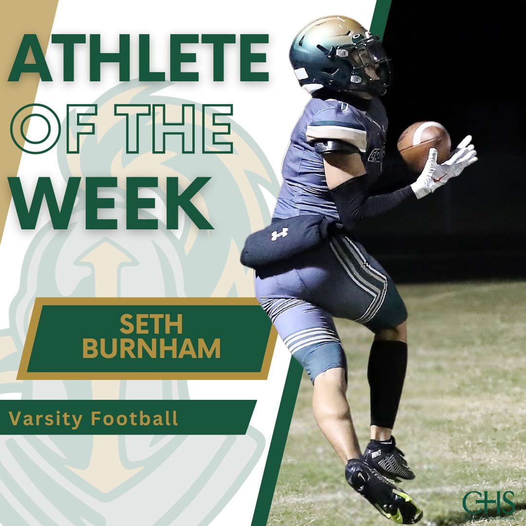 Congratulations to our Athletes of the Week for October 9 - 13, Seth Burnham, Varsity Boys Football, and Kennedy Boyce, and Leni Jolly, Varsity Field Hockey! Read more: facebook.com/CHSVBcrusaders… #CRUpride