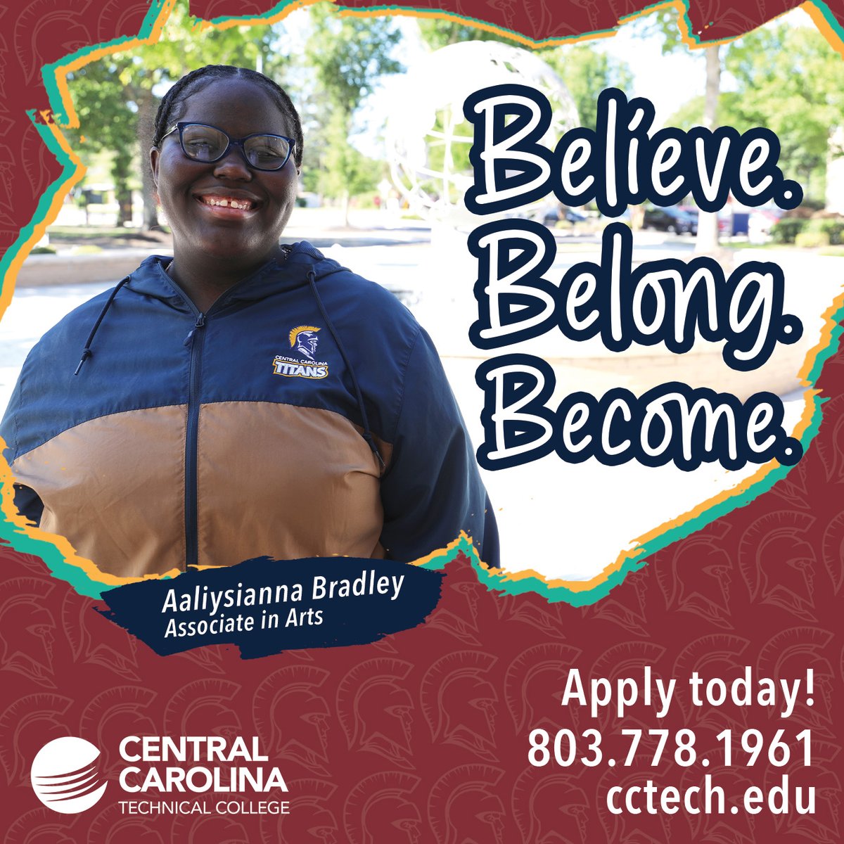 CentralCarolina's tweet photo. Central Carolina has your back from application to graduation! We offer an incredible variety of academic opportunities with more than 45 programs of study. CCTC can help you find the right career path whatever your interests, talents or passion. Enroll today! #IAmCentral https://t.co/o6gOka2wXA