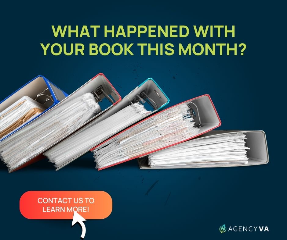 Do you know EXACTLY what's happened with your book this month? Stay on top of your insurance game with Agency VA.

Contact us now to learn about our industry leading tracking software &amp; virtual insurance assistants!

agencyva.com/?utm_source=tw…