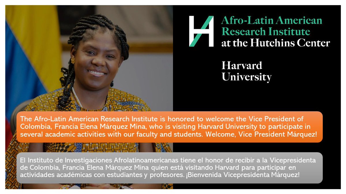 The Afro-Latin American Research Institute welcomes the Vice President Marquez at Harvard University today