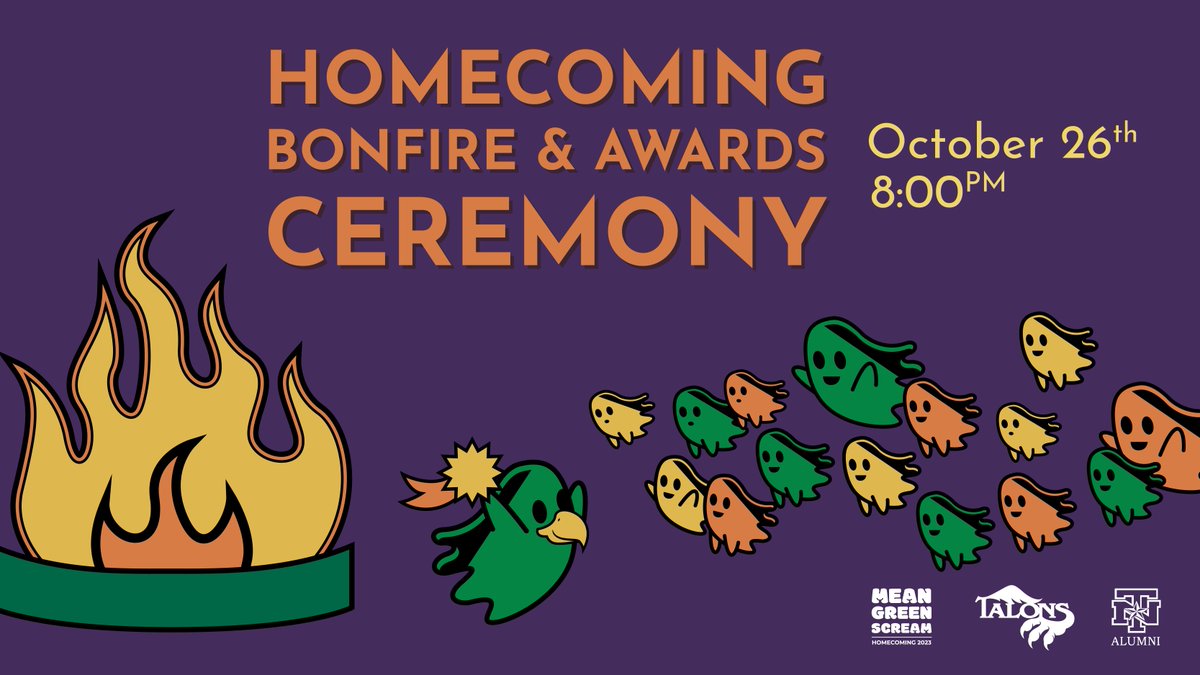 Join us for an unforgettable night filled with traditions. The 2023 Homecoming Bonfire and Award Ceremony will be held at DATCU Stadium North Lot. Bonfire is built by the @talons23 and sponsored by the UNT Alumni Association. Info: homecoming.unt.edu