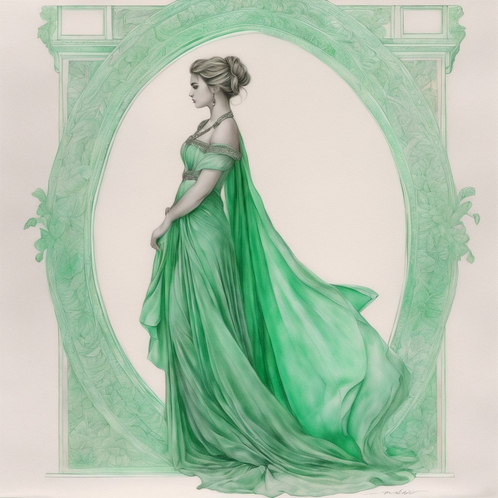 'Goddess in soft green' Drawing with one green AI art, full body, mono color #AIArtCommuity #AIartists @MarkHamill @0xJiuJitsuJerry @_F62X_ @808Drift @_Jeanne_d_Art @Aderek514 @MindySarver @AdajahHand @AITalesNBH @AI_dream_weaver @AiProGirl @AITalesNBH @WinchesterRush