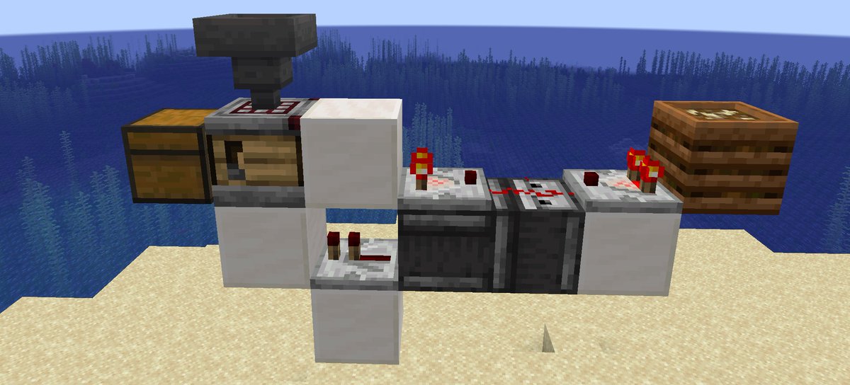 Pistonless 1 wide tileable auto crafter for Minecraft 1.21,  works for all recipes with 1 type of item. There's currently a bug that affects 1-2 slot recipes however, should be fixed soon and we'll see how things work then:)
bugs.mojang.com/browse/MC-2659…