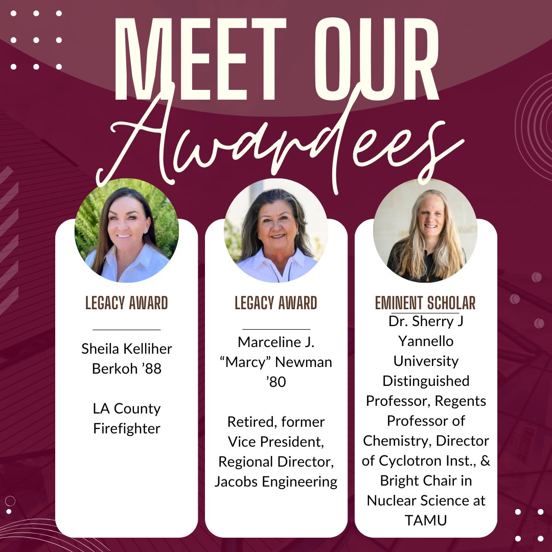 Almost sold out! Celebrate these women in Aggie Spirit style and hear from General Welsh! Register here: aggiewomen.org/awards-luncheo…