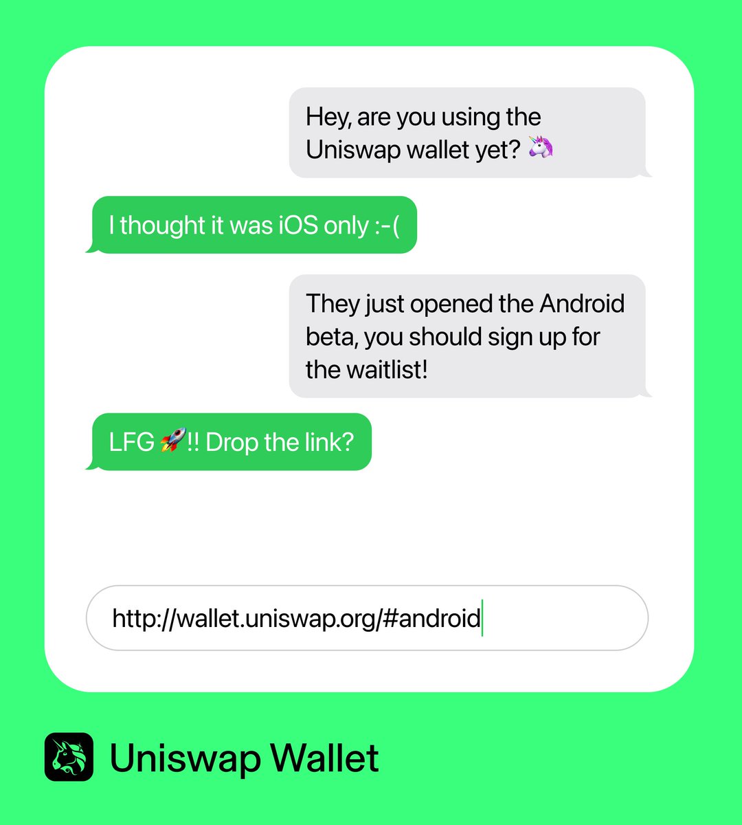 Uniswap's tweet photo. 👫 3 billion users

🌎 190 countries

🤳🏽 70.7% global market share

Android users welcome to the Uniswap wallet 🦄

https://t.co/9OHhpSqbez https://t.co/UPTpNjYNGy