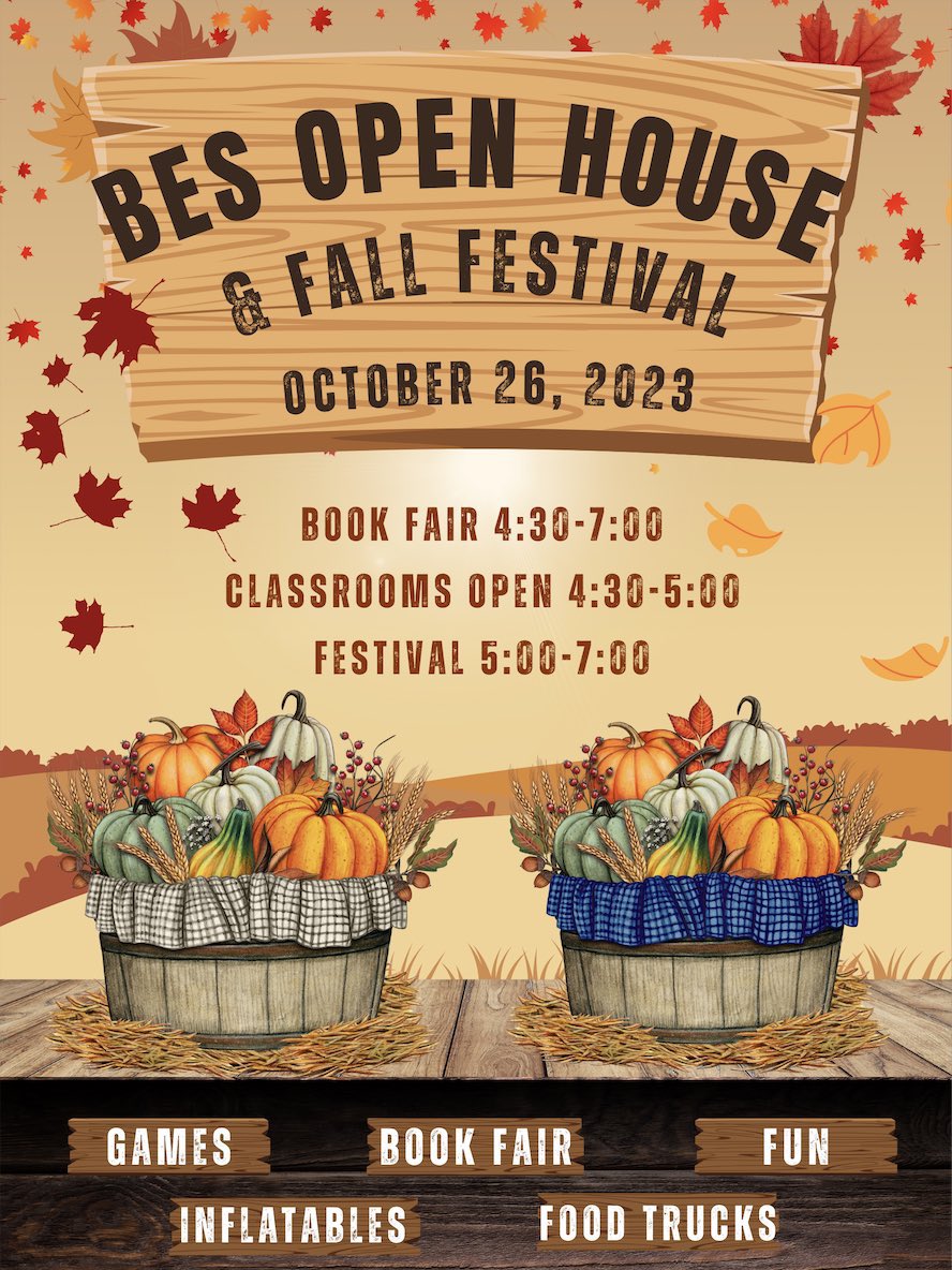 BES Open House Fall Festival! Can’t wait! We have a lot planned! #SaveTheDate <a href="/BESBartlett/">BESBartlett</a>