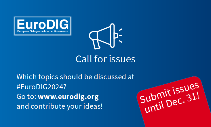 The #EuroDIG2024 Call for Issues is now open until December 31! 
Everyone who is interested and has ideas on what to discuss at the next EuroDIG can now submit up to 3 proposals. 💡 Learn more in our latest newsletter: eurodig.org/eurodig-news-4…