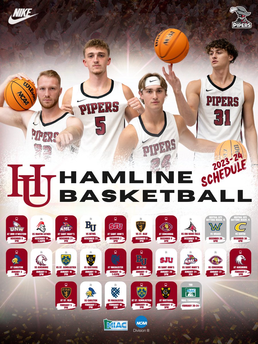 2023-24 Hamline Basketball Schedule #ForUs