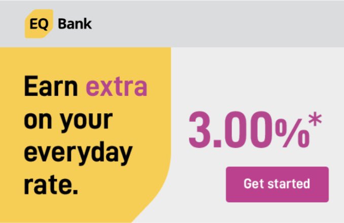 GenYMagpie's tweet image. Sweet! @EQBank upped their everyday interest rate to 3.00%!