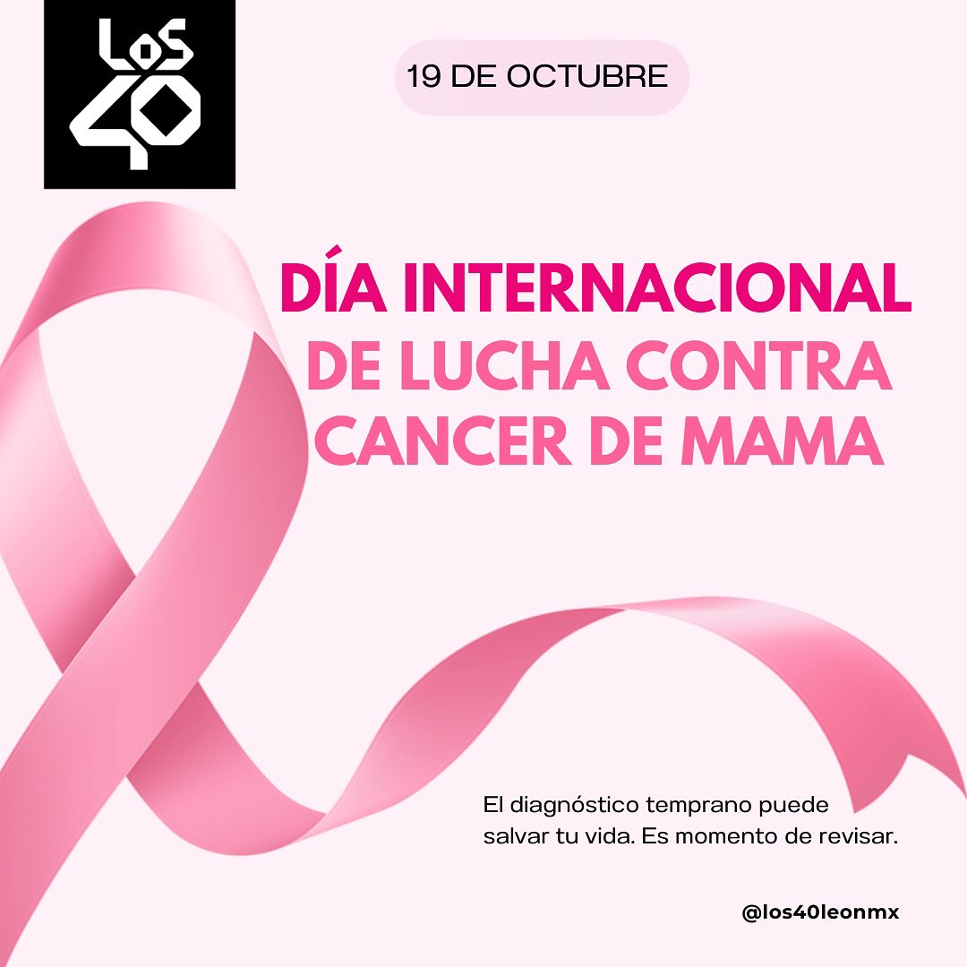 El #19deoctubre🎀 de cada año se conmemora el Día Internacional de lucha contra el Cáncer de mama. 

🌸El objetivo es sensibilizar a la población con un mensaje clave: la importancia de la detección precoz, a fin de mejorar el pronóstico y la supervivencia de los casos.