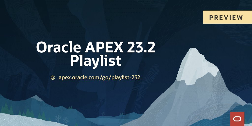 OracleAPEX's tweet photo. 🎥 Watch the 23.2 Preview features playlist and try these features out on https://t.co/bOOxtl5dlA!

https://t.co/MhTEtyeeAZ

#orclAPEX #apex232 #LowCode #Oracle https://t.co/Khf8PwRBPY