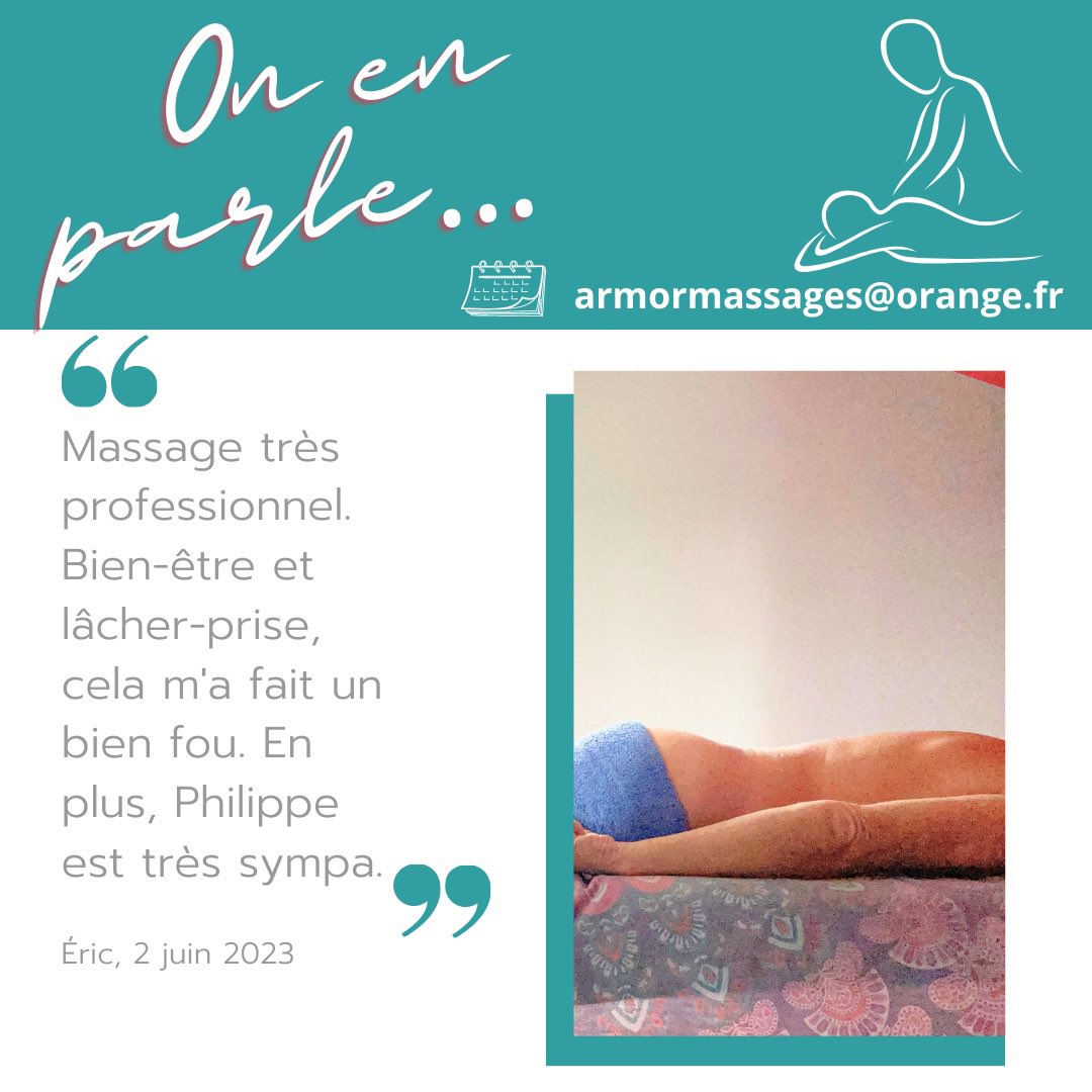 ArmorMassages's tweet photo. Un avis , un retour d’expérience, c’est le témoignage sur le lâcher prise atteint avec le #massage . Merci à Eric. https://t.co/ihC2W8BuL8
