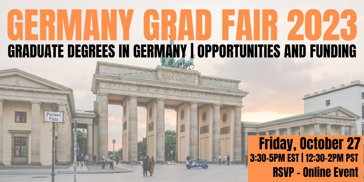 DFGNorthAmerica's tweet photo. Thinking about research abroad? Come learn why #Germany could be the right move for you! Join us at the virtual #GermanyGradFair 2023 to learn more about research, funding, and graduate programs. RSVP here ➡️ https://t.co/91MkaRSVYC https://t.co/BsYgPkCneD