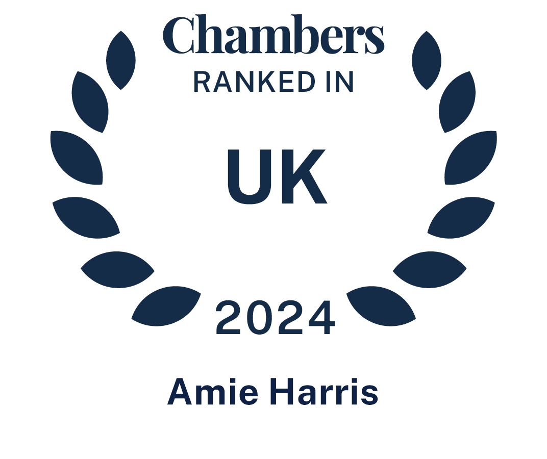 Amie Harris has been ranked as an "Associate to watch" in the latest Chambers UK 2024 Guide.
"Amie is fantastic - she works hard and clients adore her. She is going to be a star. She understands what clients need....." - Chambers UK