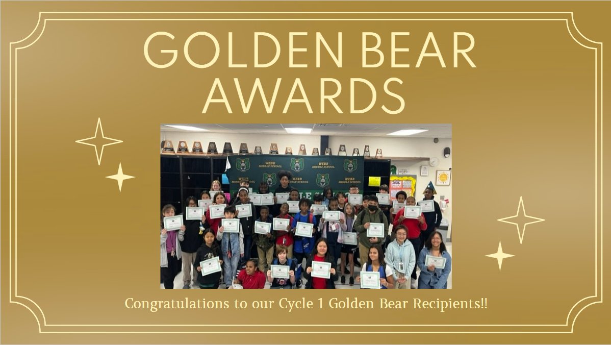 CounselingWebb's tweet photo. Congratulations to our Golden Bear Award Recipients!!! @Webb_Bears @gisdcounseling https://t.co/Y7Rb13Hjs5