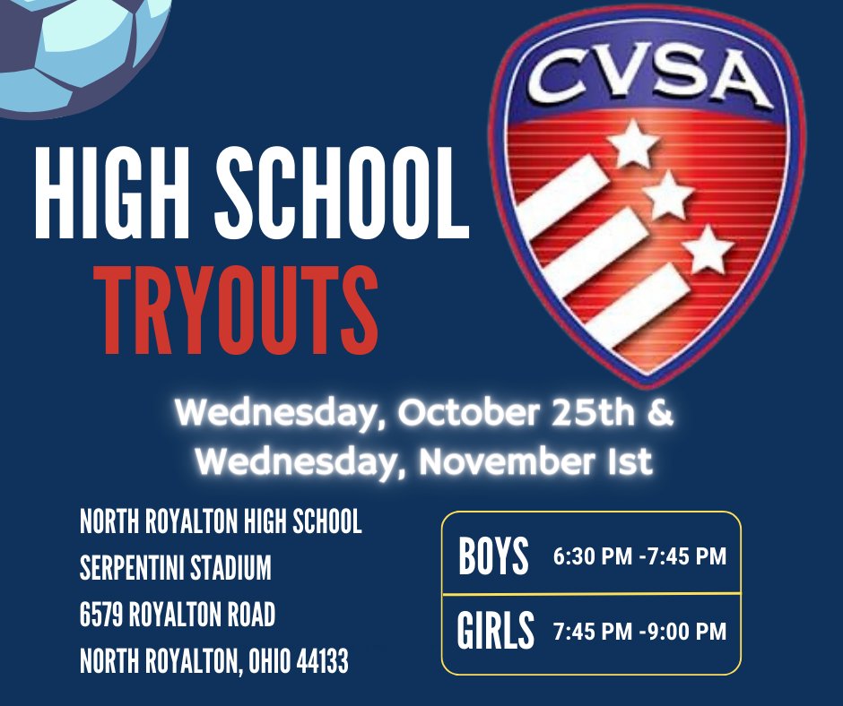 High School Tryout Registration is OPEN! 🎉 We can’t wait to see you there! 

Visit form.jotform.com/232884960372970 to register! ❤️⚽️💙