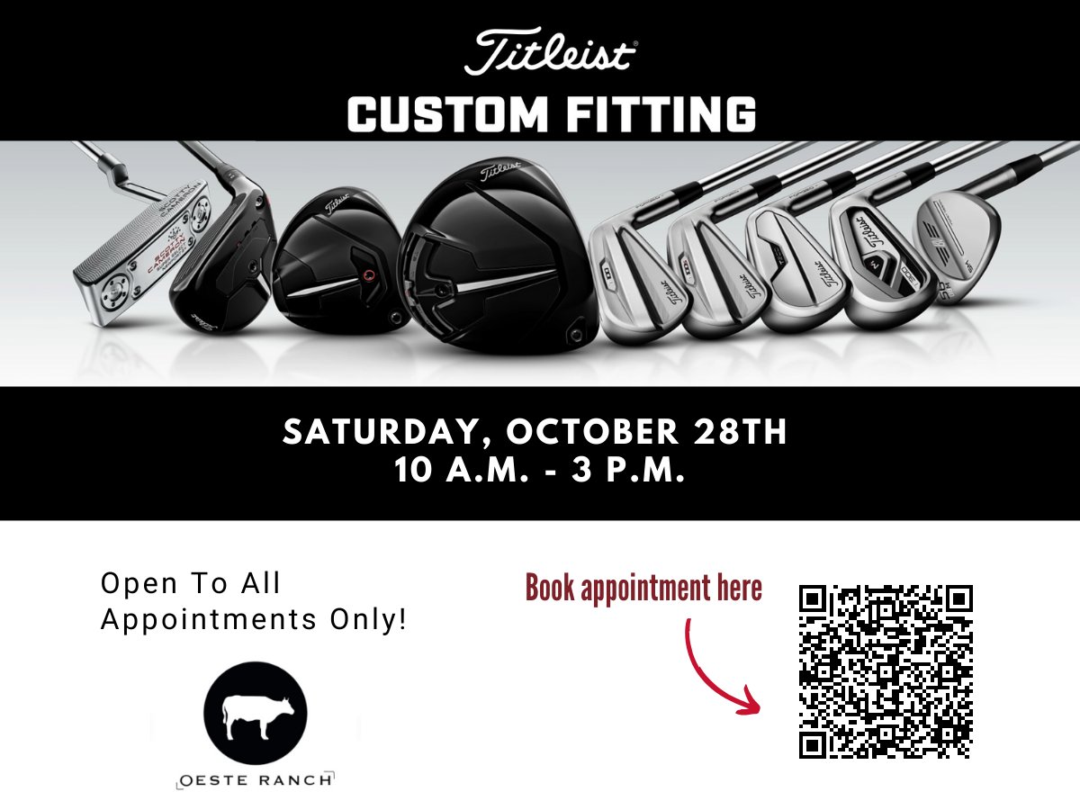 GolfOeste's tweet photo. Join us and check out the Titleist equipment we have for you! 

Titleist Fitting Day
Saturday, October 28th 2023 • 10 AM to 3 PM
Appointment Only.  Sign up deadline is October 27th!

Book your appointment here: https://t.co/cvIDrE9njL https://t.co/mQtW42yIVX