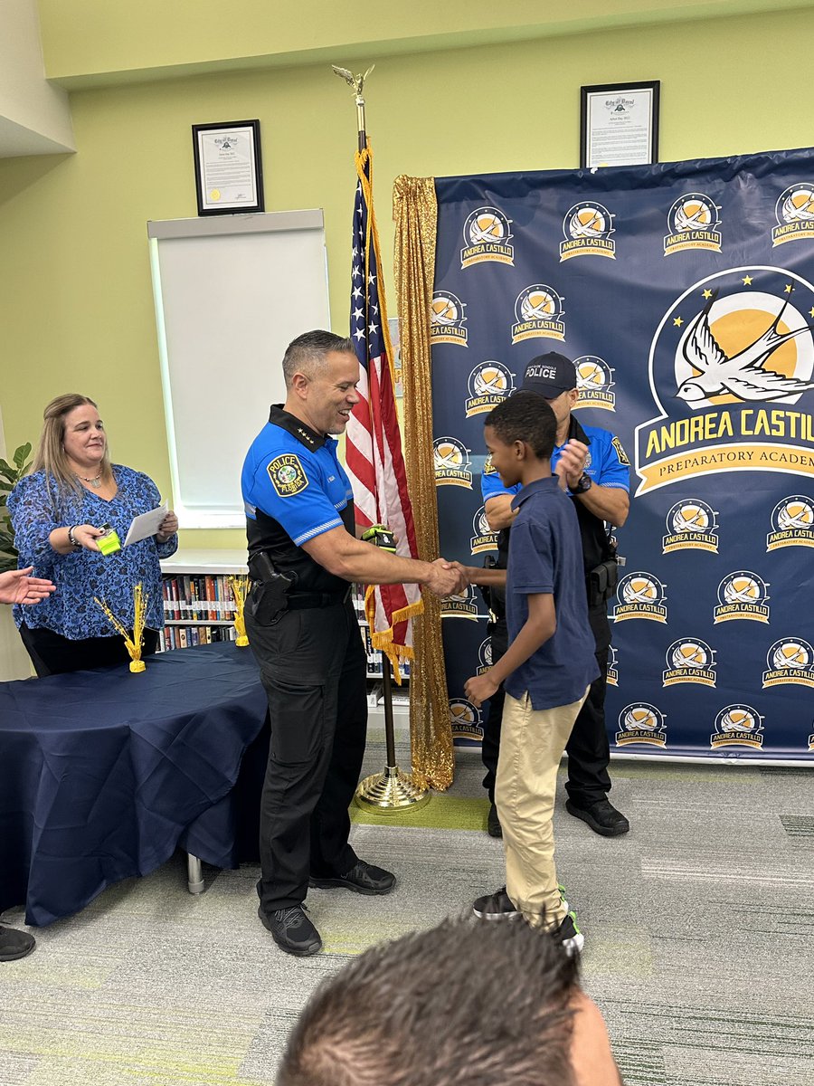 MDSPDChief's tweet photo. Honored to be part of the first 'Safety Patrol' @ACPrepK8 in the @Cityofdoral Big thanks to Officer Camacho and Principal Costa for their constant support for school safety. 
#YourBestChoiceMDCPS 
#protectingourfuture https://t.co/w8IOZ33BkY
