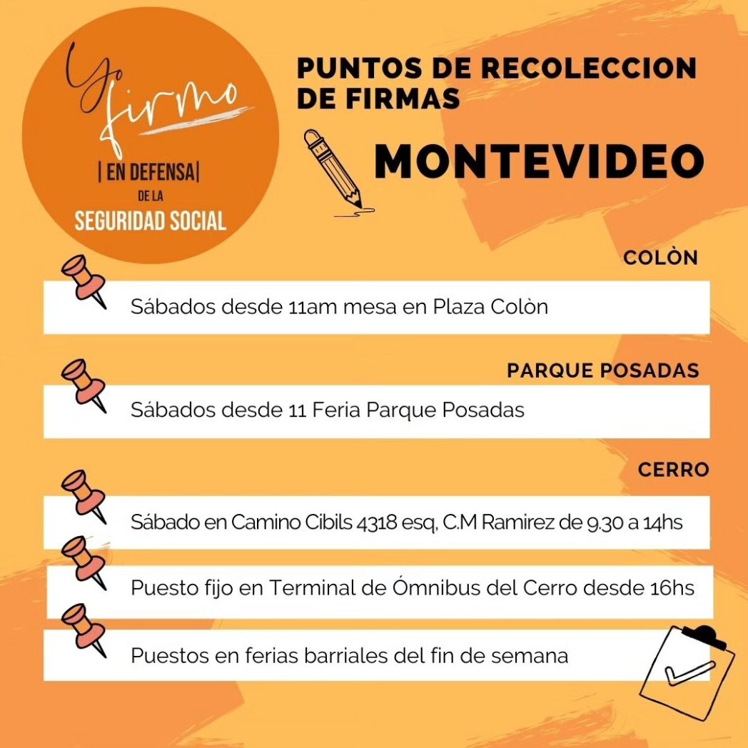 ¿Querés Afirmar nuestros derechos y no sabes dónde ir a firmar?

Acá te dejamos una gran lista de posibilidades en Montevideo! 

Recordá llevar tu credencial para que la firma sea igualita. 

 #AfirmáTusDerechos
#yofirmo ✍🏾
#SeguridadSocial #Uruguay #Bps