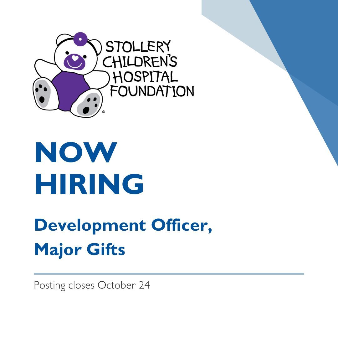 Another fantastic opportunity at the Stollery Children's Hospital Foundation! They are looking for a Development Officer, Major Gifts. Learn more about the role and if you might be a fit here: buff.ly/3M8VjSe @stollerykids