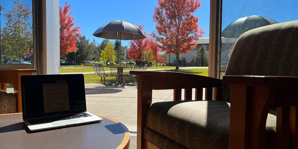 It's a perfect autumn day with beautiful fall colors on display here at our Littleton campus, and the student center garages are open to let in a nice breeze while you work.

Interested in studying at Denver Seminary? Find the right program for you at DenverSeminary.edu/Academics.